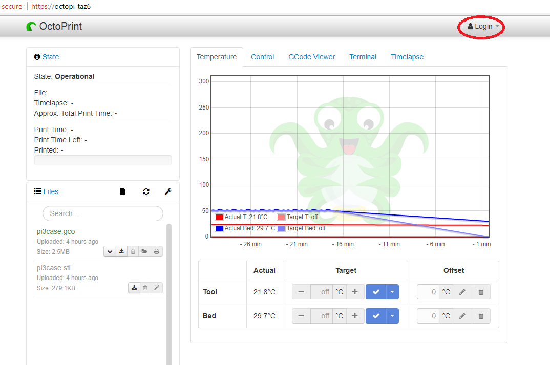  OctoPrint status